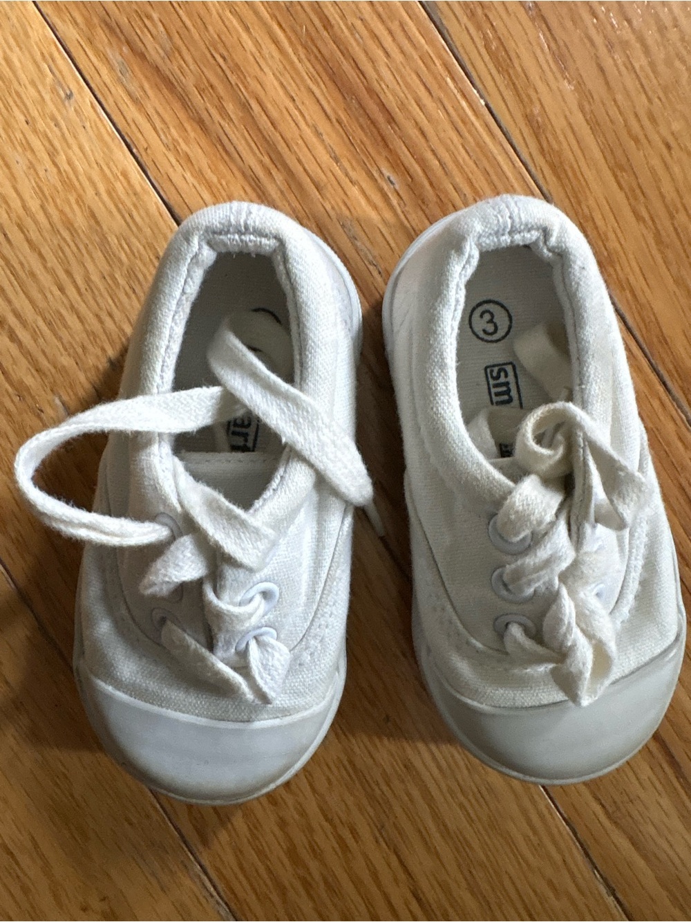 White Canvas Kids Lace-Up Sneakers